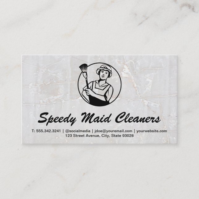 Carte De Visite Lady Cleaner | Arrière - plan en marbre (Devant)