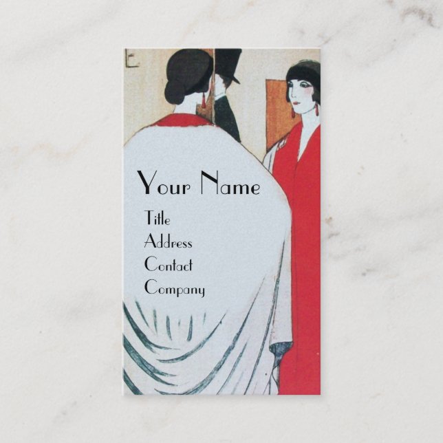CARTE DE VISITE LADY IN THE MIRROR, ART DÉCO BEAUTY MODE (Devant)