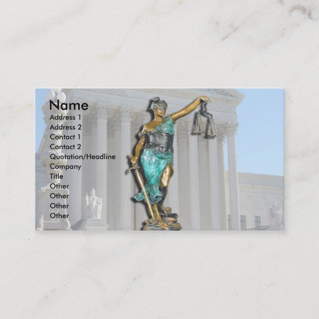 Carte De Visite Lady Justice de la Cour Suprême (Devant)
