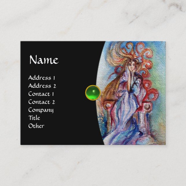 Carte De Visite LADY OF THE LAKE monogram gem rose violet redgreen (Devant)