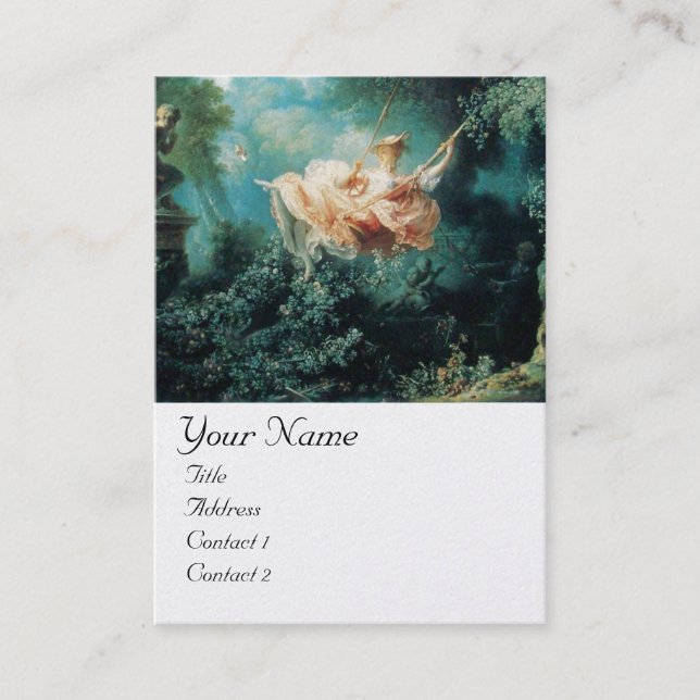 Carte De Visite LADY ON SWING MONOGRAM Green Pink White Pearl (Devant)