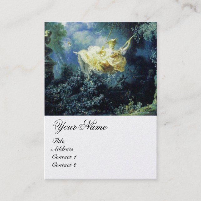 Carte De Visite LADY ON THE SWING MONOGRAM Blue Yellow White Pearl (Devant)