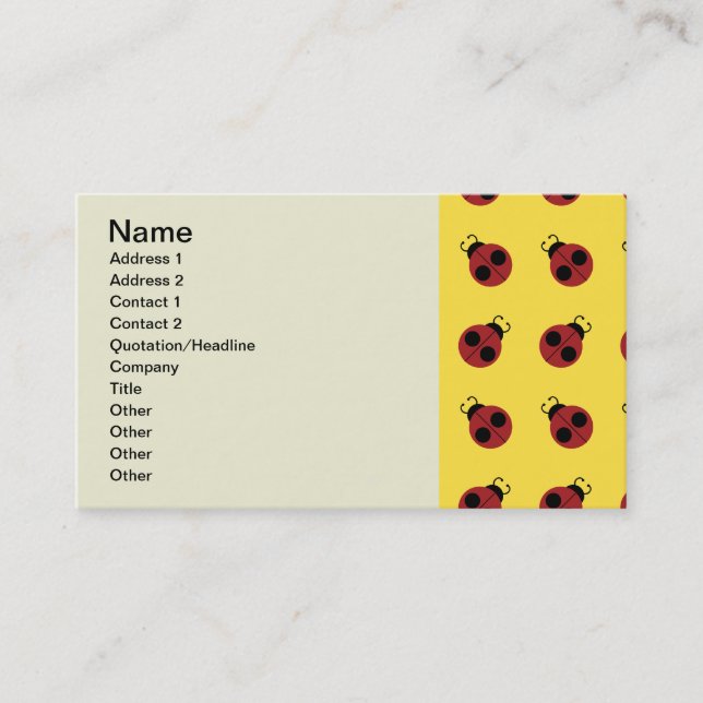 Carte De Visite Ladybug 60s rétro cool rouge jaune (Devant)