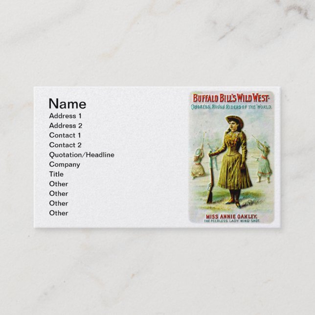 Carte De Visite L'affiche occidentale sauvage Annie Oakley de (Devant)