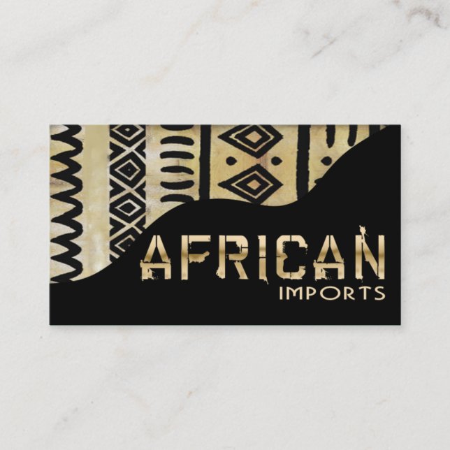 Carte De Visite L'Africain importe II - tissu kenyan de boue (Devant)