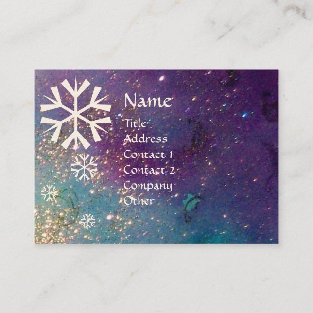 CARTE DE VISITE LAMES DE NEIGE EN ÉCLAIRAGE D'ARGENT (Devant)