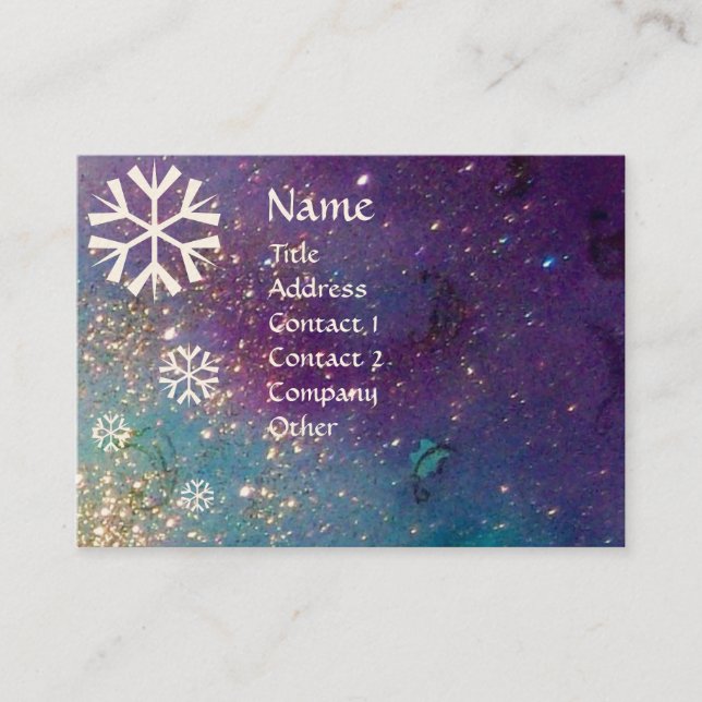 CARTE DE VISITE LAMES DE NEIGE EN ÉCLAIRAGE D'ARGENT (Devant)
