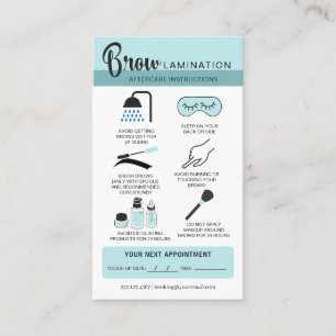 Carte De Visite Lamination des sourcils Instructions de soins post