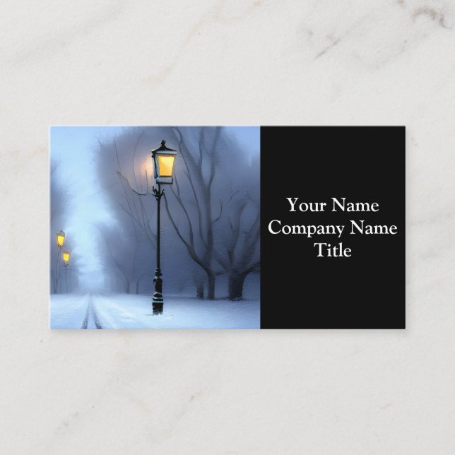 Carte De Visite Lampes De Rue Fluant En Hiver Pays Des Merveilles (Devant)