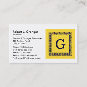 Carte De Visite L'ananas, la clé grecque #1 de bleu marine a