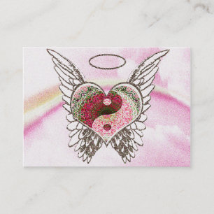 Carte De Visite L'ange de coeur de Yin Yang s'envole l'aquarelle