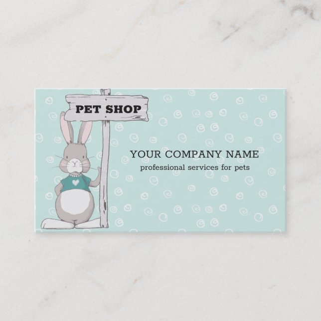 Carte De Visite Lapin avec un signe (Devant)