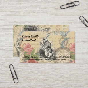 Carte De Visite Lapin Blanc Aventures d'Alice au Pays des Merveill