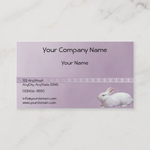 Carte De Visite Lapin blanc sur l'arrière - plan lilas
