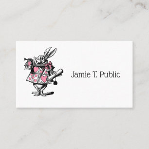 Carte De Visite Lapin Blanc Trompettiste Alice Av Wonderland Rose