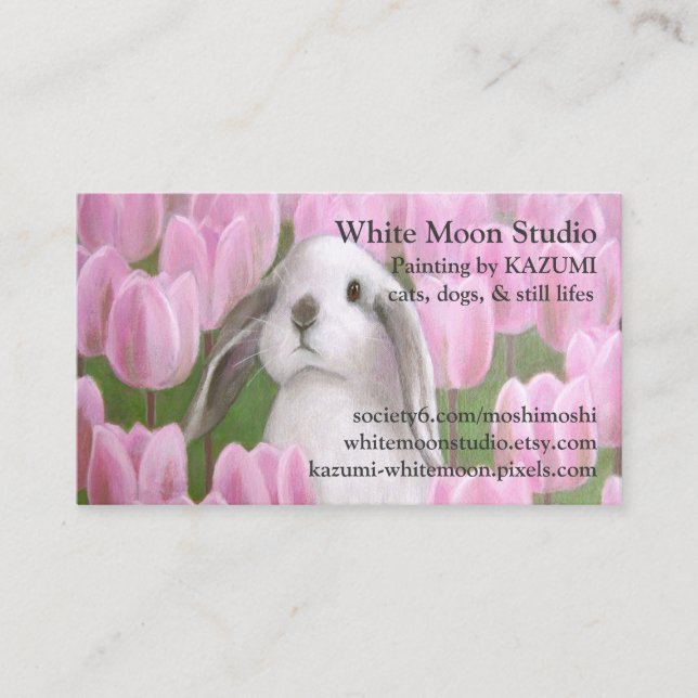 Carte De Visite Lapin et tulipes (Devant)