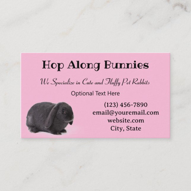 Carte De Visite Lapin Lapin Lapin Rose Mini Lop (Devant)
