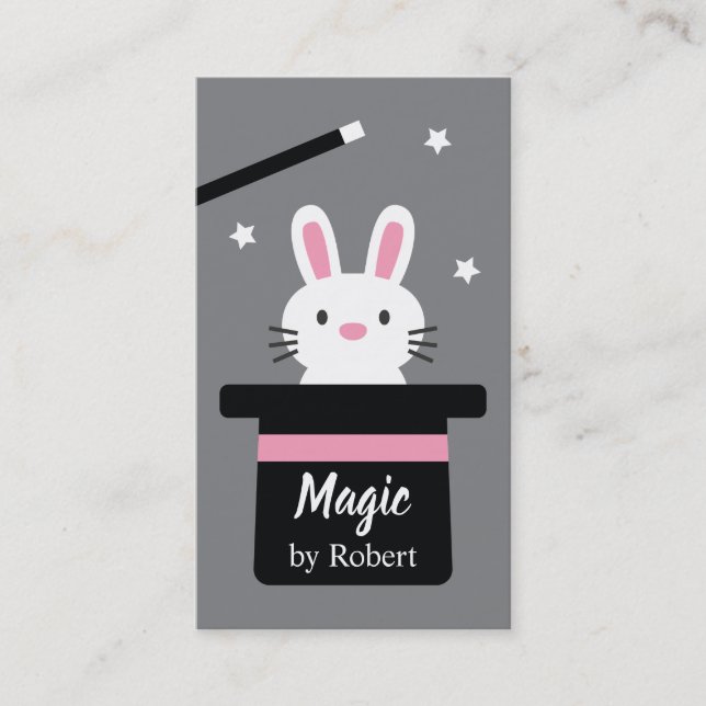 Carte De Visite Lapin magique mignon de casquette supérieur (Devant)
