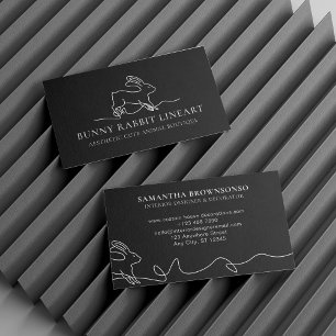Carte De Visite Lapin noir bunny line art bébé animal