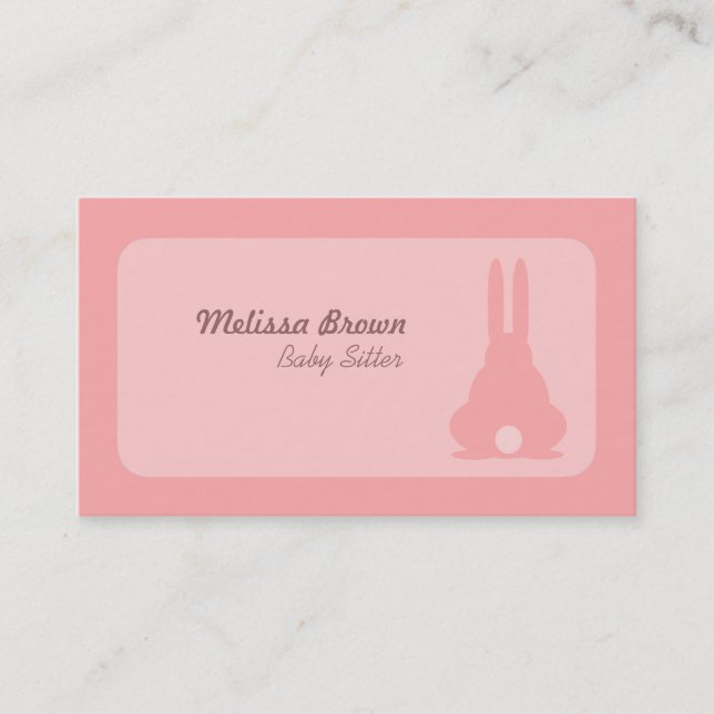 Carte De Visite Lapin rose (Devant)