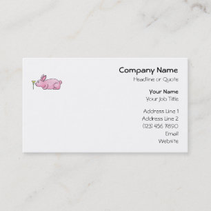 Carte De Visite Lapin rose avec la fleur