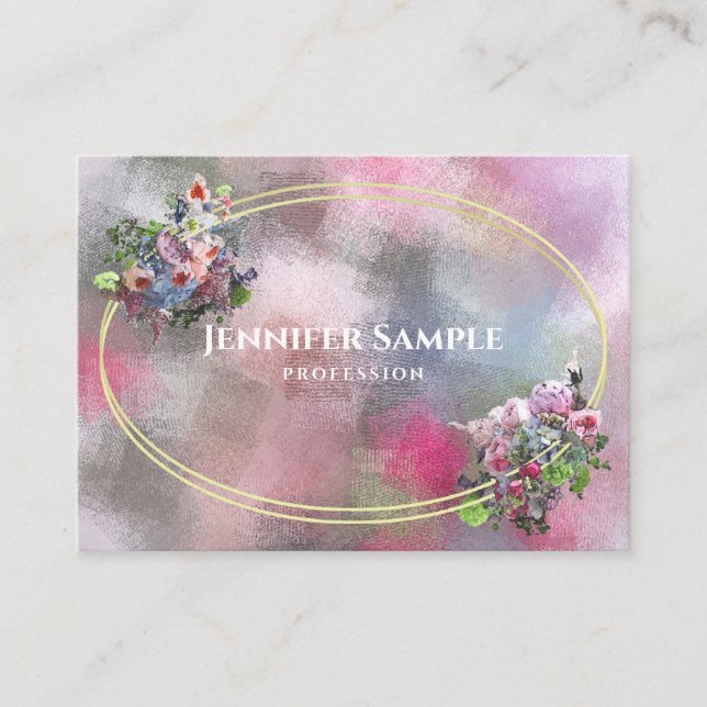Carte De Visite L'aquarelle abstraite moderne fleurit le dessus de (Devant)