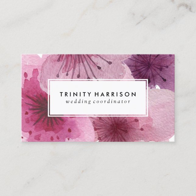 Carte De Visite L'aquarelle fleurit | Boho floral (Devant)