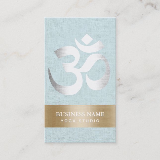 Carte De Visite L'argent OM de professeur de yoga signent la toile (Devant)