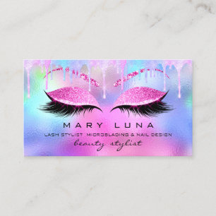 Carte De Visite L'artiste maquillage Eyebrows Lash Holograph Pink 