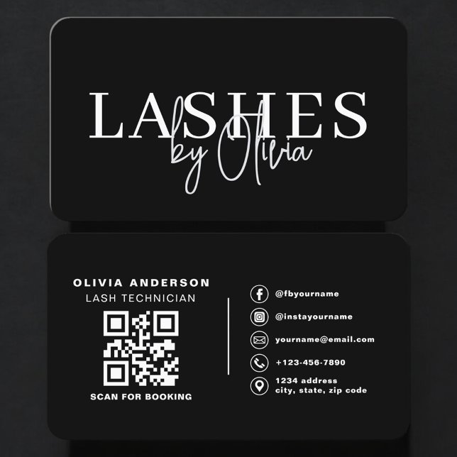 Carte De Visite Lash Artist QR Code Booking (Créateur téléchargé)