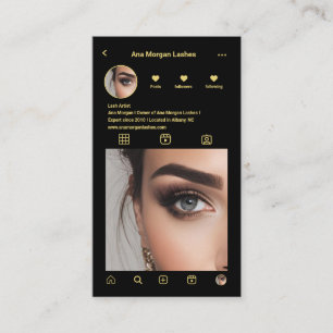Carte De Visite Lash Artiste instagram Grille photo Qr Code noir