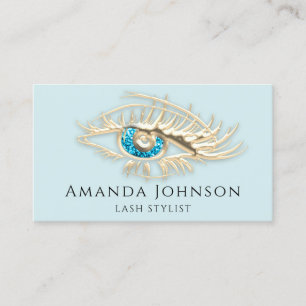 Carte De Visite Lash Brosse logo maquillage bleu oeil Qr code rose