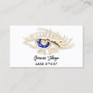 Carte De Visite Lash Brow maquillage Logo Bleu Bleu Oeil Blanc Qr 