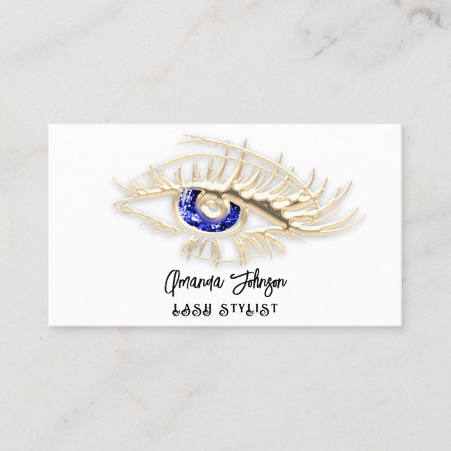 Carte De Visite Lash Brow maquillage Logo Bleu Bleu Oeil Blanc Qr  (Devant)