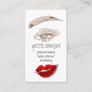 Carte De Visite Lash Brow Maquillage Logo QR Code Rouge Rose Lièvr