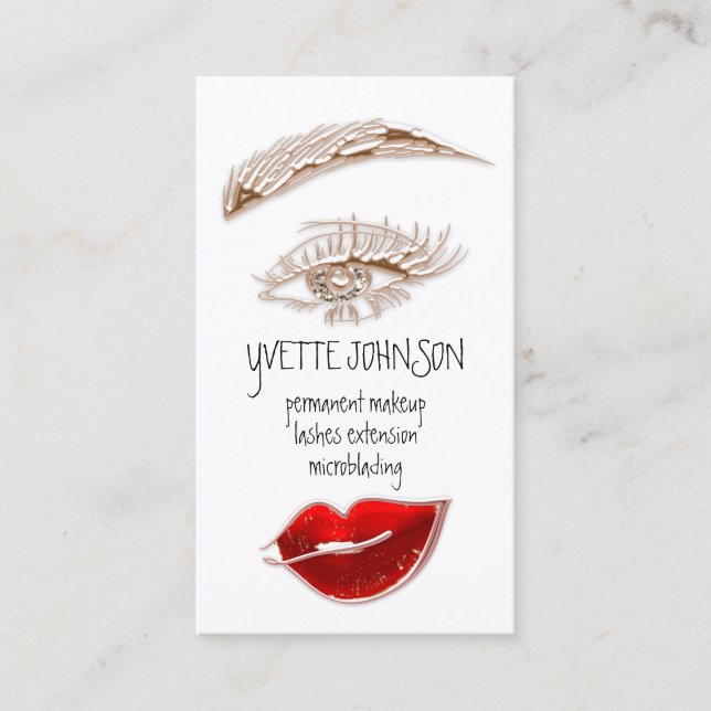 Carte De Visite Lash Brow Maquillage Logo QR Code Rouge Rose Lièvr (Devant)