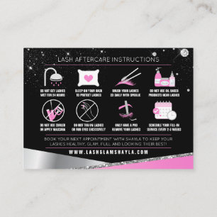 Carte De Visite Lash Extensions post-soins Glam Diamants roses