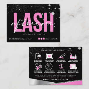 Carte De Visite Lash Extensions post-soins Glam Diamants roses Bus