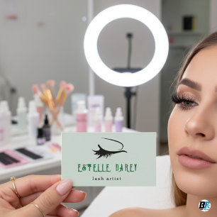 Carte De Visite Lash minimaliste esthétique vert pâle