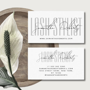 Carte De Visite Lash styliste script de typographie moderne blanc