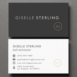 Carte De Visite Lash Technicien minimaliste Luxe noir