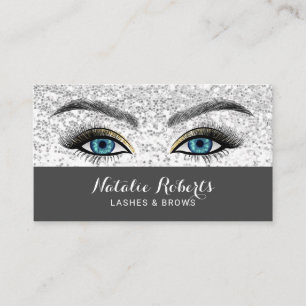 Carte De Visite Lashes Artiste maquillage Blue Eyes Silver Sequin 