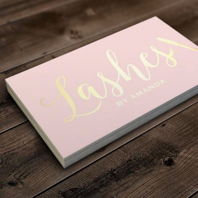 Carte De Visite Lashes Artiste maquillage Moderne Blush Pink Gold (Créateur téléchargé)