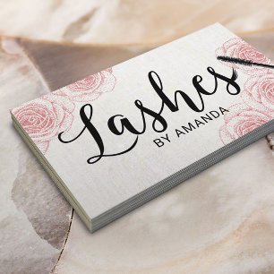 Carte De Visite Lashes Black Script Stiple Floral Extension
