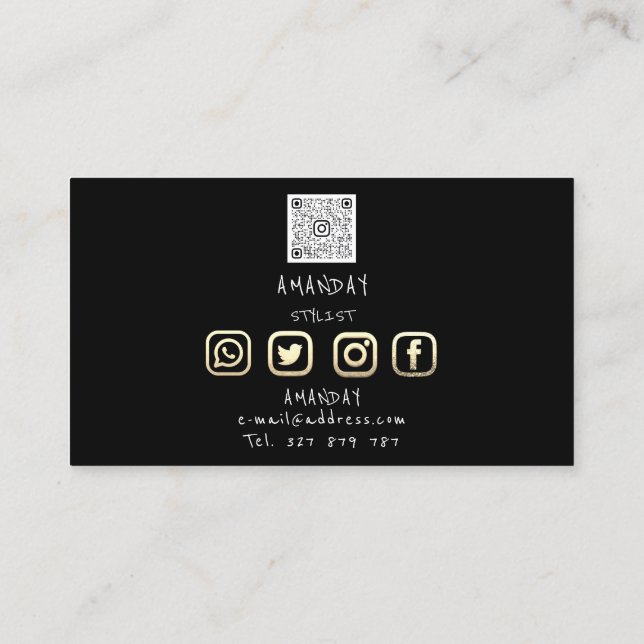 Carte De Visite Lashes Bros logo maquillage Social Black Gold (Dos)