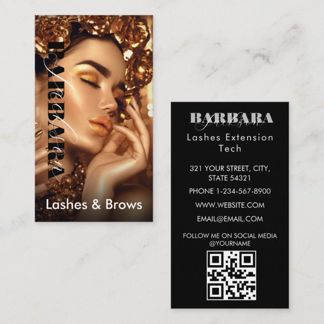 Carte De Visite Lashes Bros maquillage Artiste Blush Gold Beauty S (Devant / Derrière)