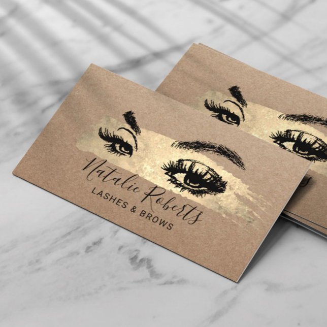 Carte De Visite Lashes Bros Maquillage Artiste Gold Brushstroke Sa (Créateur téléchargé)