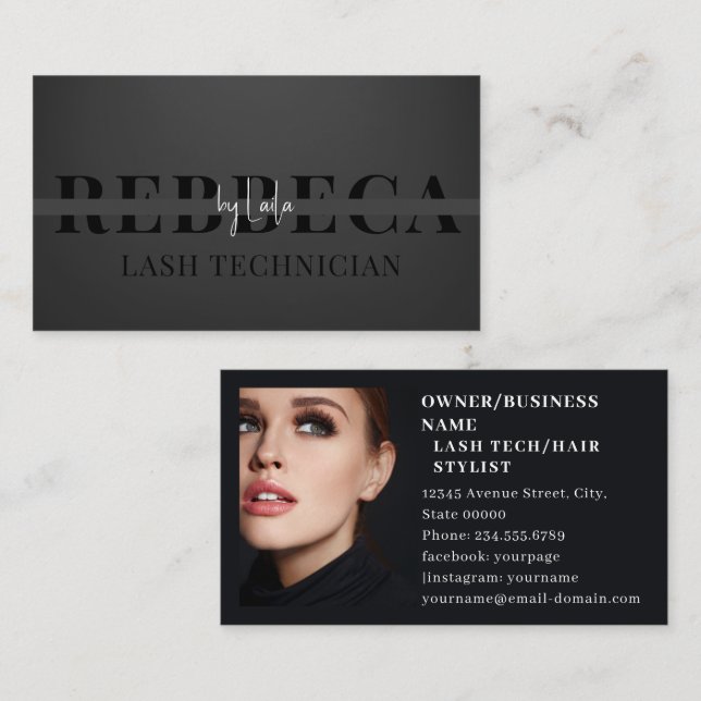 Carte De Visite Lashes Brosse Artiste maquillage Noir 1 Photo Busi (Devant / Derrière)