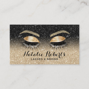Carte De Visite Lashes Brows Beauté Salon Parties scintillant Noir
