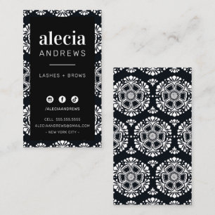 Carte De Visite LASHES & BROWS élégant vintage classe noir blanc